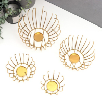 Подсвечник металл "Шар из прутьев" набор 4 шт золото 17х20х20 см