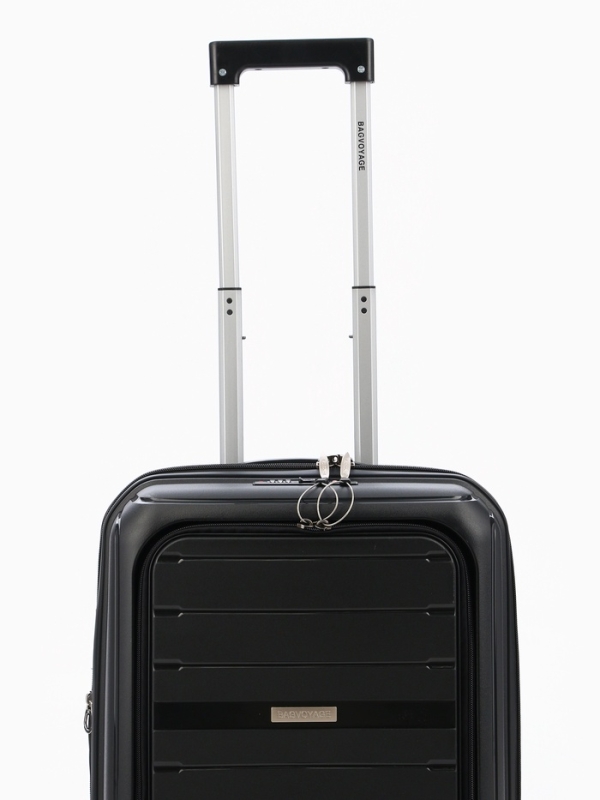 Чемодан 20", PP, 38*22*56, отд на молнии, отд/ноут, код замок, 4 колеса, черный