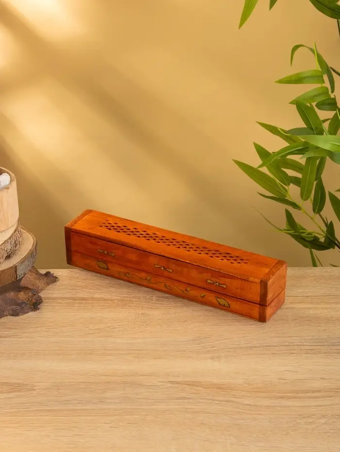 Пенал для благовония двойной с хранением, дерево шишам 30,5 см