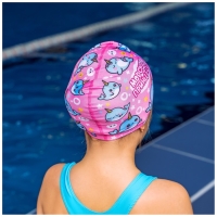 Шапочка для плавания детская ONLYTOP &laquo;Нарвалы&raquo;, тканевая, обхват 46-52 см