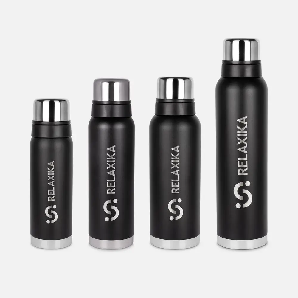 Термос Relaxika 750 со стикерпаком, черный