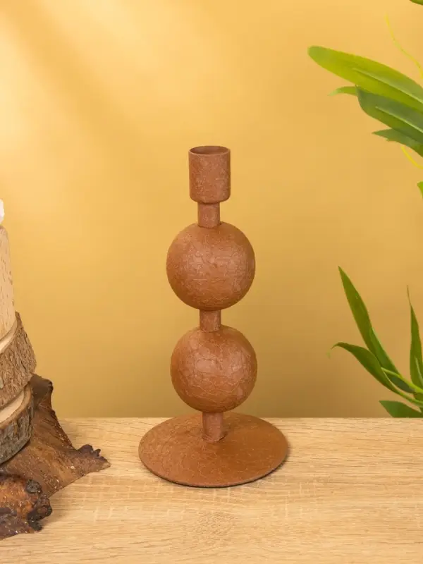 Подсвечник на 1 свечу &laquo;Бисквит&raquo;, с 2 сферами, 8.5&times;8.5&times;18 +/- 1 см