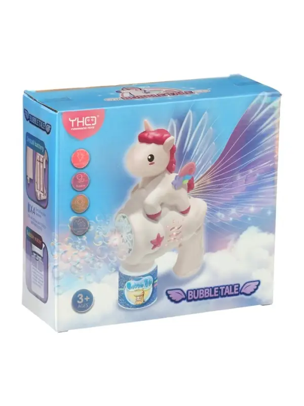 Генератор мыльных пузырей "Единорожка", световые эффекты, работает от батареек
