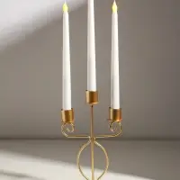 Подсвечник металл на 3 свечи "Канделябр" d=2,5 см золото 14,5х8х24 см