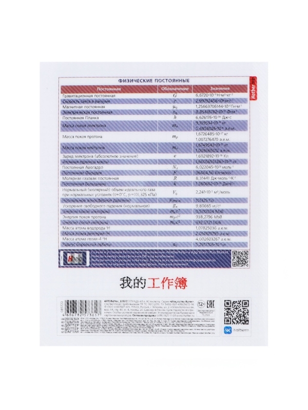 Тетрадь 48 листов в клетку &laquo;Искусство Азии&raquo; ФИЗИКА, пластиковая обложка с печатью, тиснение фольгой, с интерактивным справочником, блок офсет