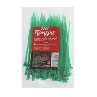 Хомут нейлоновый для стяжки, ТУНДРА, 2.5&times;100 мм, зеленый, 100 шт.