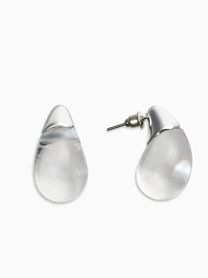 Серьги "Капли Бо", цвет прозрачный белый в серебре