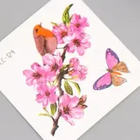 Переводные тату на тело цветные &laquo;Шиповник и птичка с бабочкой&raquo;, 6&times;6 см