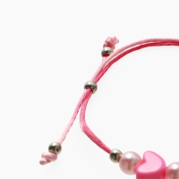 Браслет детский "Выбражулька" на затяжке, бабочка с бусинами сердце, цвет розовый