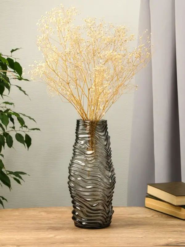 Ваза стекло настольная "Ванесса" полосы, 30х12 см, серый