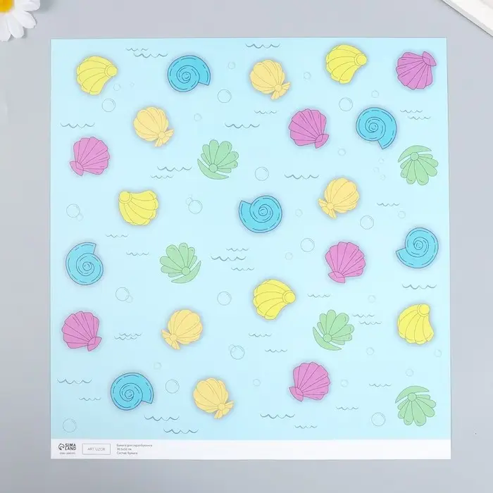 Бумага для скрапбукинга "Морские ракушки" плотность 180 гр 30,5х32 см