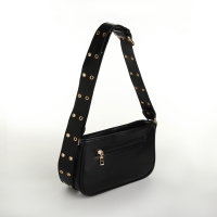 Сумка женская, багет, на молнии, цвет чёрный