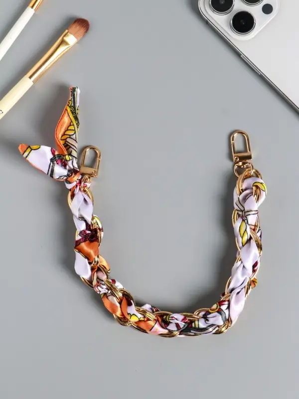 Брелок на 2 карабинах "Платок и цепочка" оранж 20х10х1,7 см