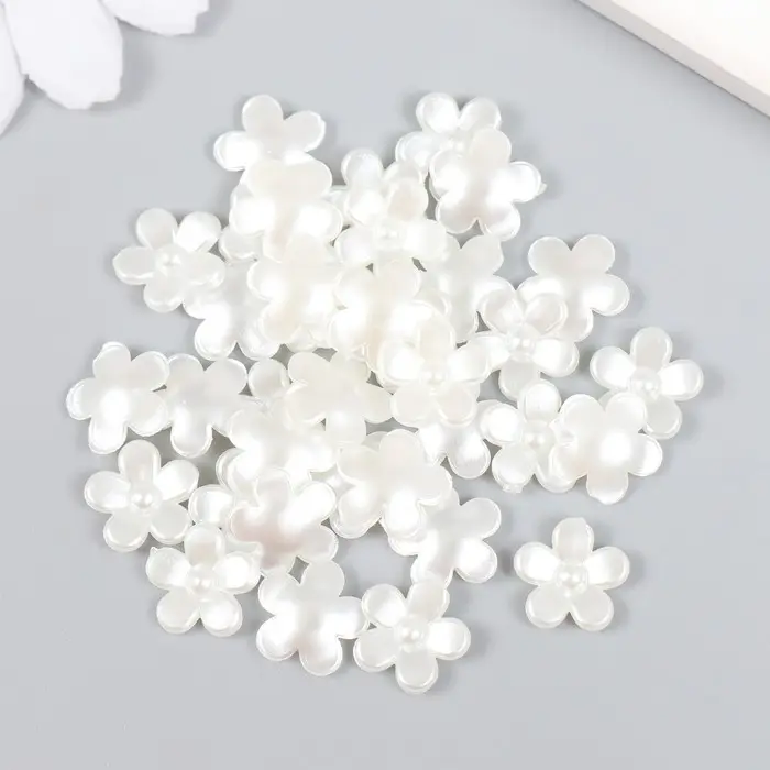 Декор для творчества пластик "Цветочек" жемчужный набор 35 шт 0,9х0,9 см