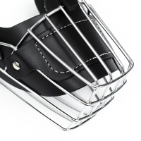 Намордник металлический №1 с трехсторонним ремешком, прессованная кожа, чёрный