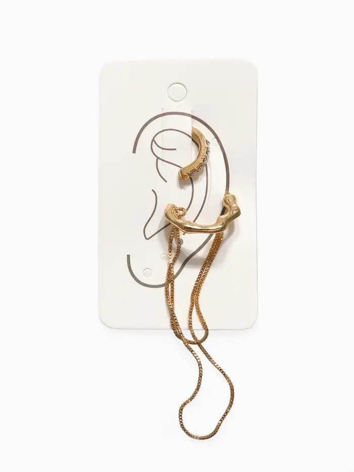 Серьги "Каффы" набор 2 шт., водопад и стразы, цвет золото