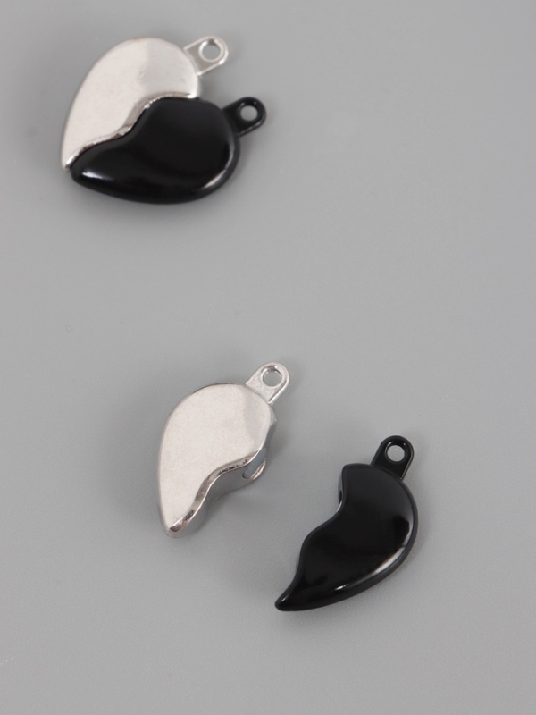 Замок магнитный металл "Вторая половинка, сердце" набор 2 шт чёрно-серебряный 2,6х2,2 см