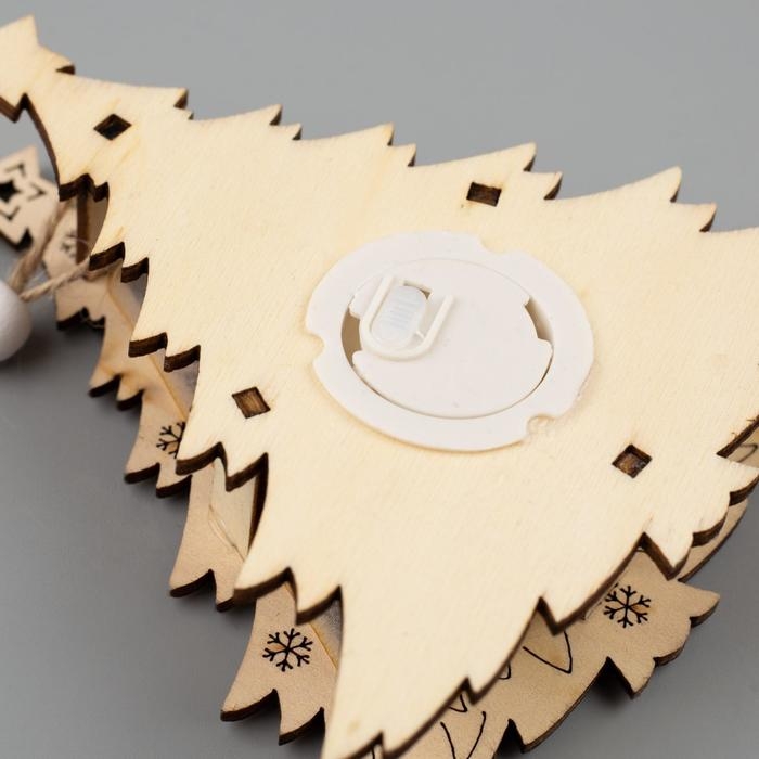 Ёлочная игрушка &laquo;Ёлочка с медведем&raquo;, от батареек, свечение тёплое белое