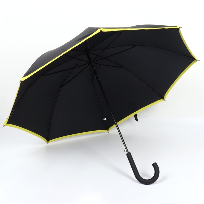 Зонт - трость полуавтоматический &laquo;Кант&raquo;, эпонж, 8 спиц, R = 51/60 см, D = 120 см, цвет чёрный/жёлтый