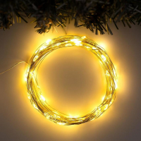 Гирлянда &laquo;Нить&raquo; 10 м роса, IP20, серебристая нить, 100 LED, свечение тёплое белое, 12 В