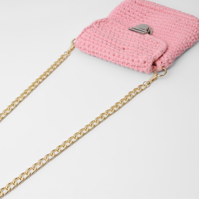 Цепочка для сумки, с карабинами, металлическая, плоская, 18 &times; 13 мм, 120 см, цвет золотой
