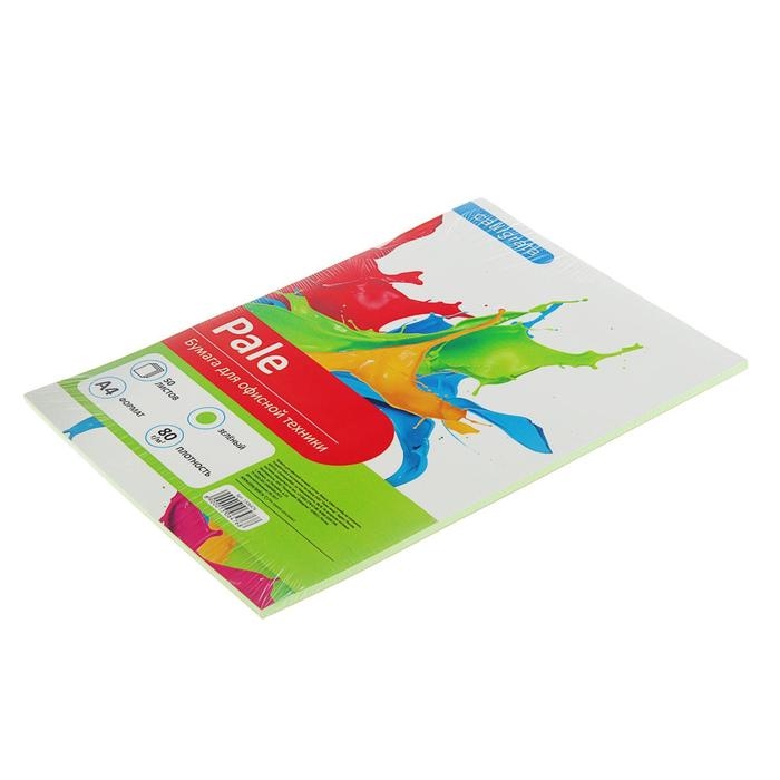 Бумага цветная А4, 50 листов Calligrata Пастель, зелёная, 80 г/м&sup2;
