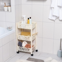 Этажерка напольная 3-х секционная Prima, на колёсиках, цвет МИКС