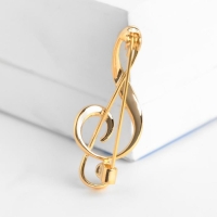 Брошь &laquo;Скрипичный ключ&raquo; классика, цвет чёрный в золоте