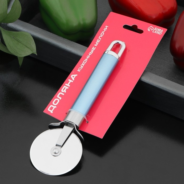 Нож для пиццы и теста Доляна Lаgооnа, 19 см, нержавеющая сталь, цвет голубой