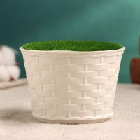 Флористическое кашпо "Корзинка" белое, 10х10х7см