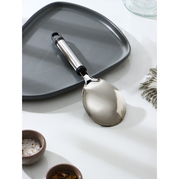 Ложка гарнирная из нержавеющей стали Доляна &laquo;Помощник&raquo;, 26 см, цвет серебряный