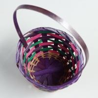 Корзина плетеная, D13 x H9/32 см, разноцветная, бамбук Корзина плетеная, D13 x H9/32 см, разноцветная, бамбук