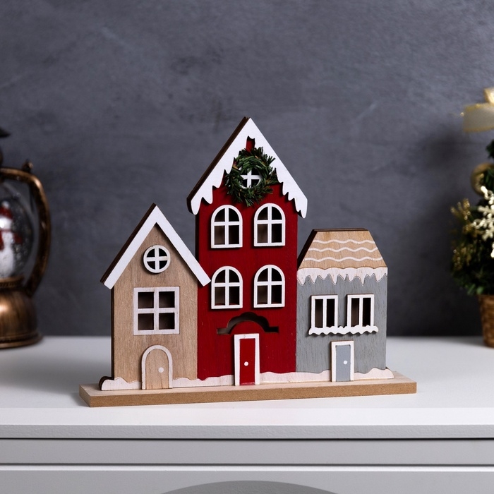 Подвеска световая "Городок", 24х5х21 см, 6 LED, CR2032x1 (в компл.), свечение тёплое белое