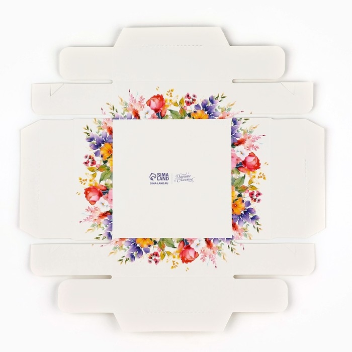 Коробка для кондитерских изделий &laquo;Цветочная поляна&raquo;, 10 х 10 х 10 см