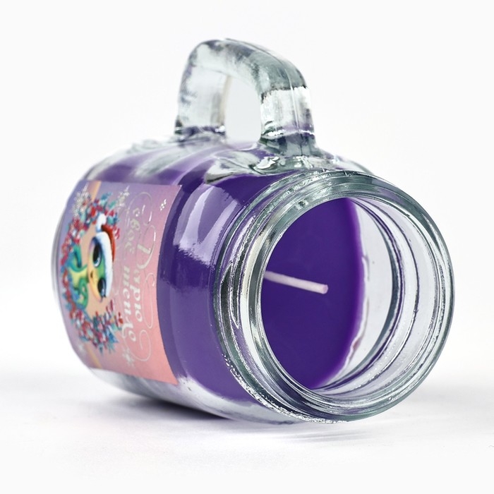 Новогодняя свеча в баночке с ручкой &laquo;Новый год: Дарю свое тепло&raquo;, аромат мандарин, 7 х 8,5 х 5 см