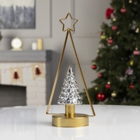 Светодиодная фигура &laquo;Ёлка золотистая&raquo; 14 &times; 32 &times; 14 см, металл, батарейки ААх3 (не в комплекте), свечение тёплое белое