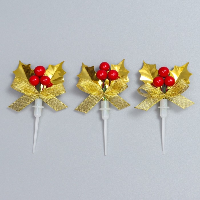 Декор для творчества &laquo; Новогодняя веточка&raquo;, в наборе 3 шт., размер 1 шт. &mdash; 8,5 &times; 4,5 &times; 1,5 см