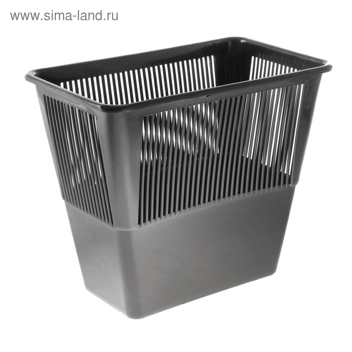 Корзина для бумаг и мусора Стамм, 12 л, пластик, сетчатая, прямоугольная, черная