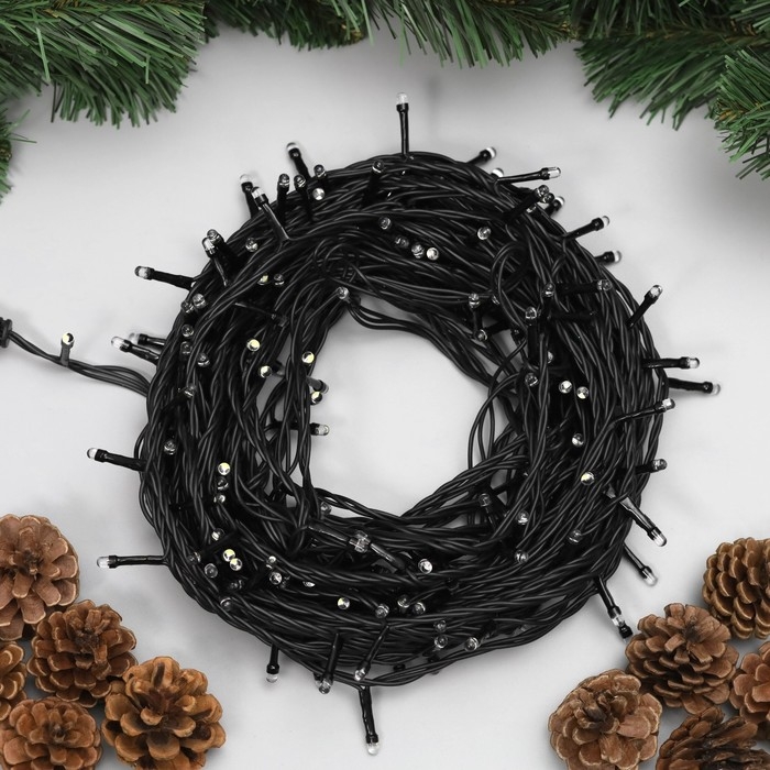 Гирлянда &laquo;Нить&raquo; 20 м, IP44, тёмная нить, 200 LED, свечение бело-синее, мигание, 220 В