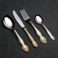 Набор столовых приборов &laquo;Тройка&raquo;, 24 предмета, толщина 2 мм, локальное нитрид-титановое покрытие, декоративная коробка