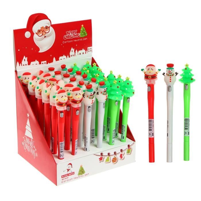 Новый год. Ручка гелевая, светящаяся, МИКС (штрихкод на штуке)