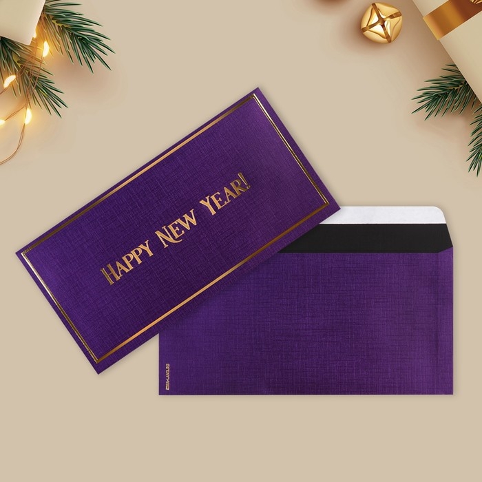 Конверт для денег, набор 10 штук, &laquo;С Новым годом&raquo;, тиснение, 22 х 11 см, Новый год