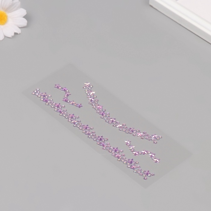 Наклейка пластик стразы Наклейка пластик стразы "Чокер из звёзд" сиреневый 11,6х18 см