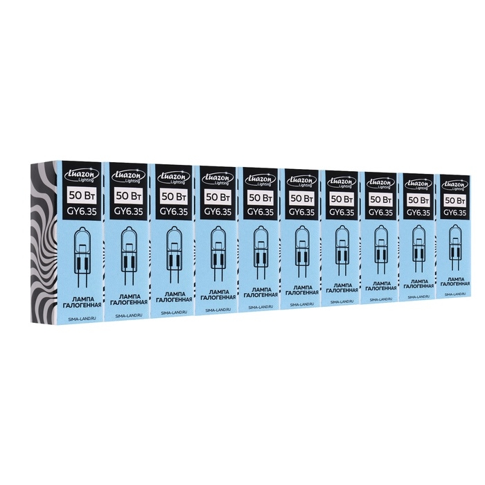 Лампа галогенная Luazon Lighting, GY6.35, 50 Вт, 220 В, набор 10 шт. Лампа галогенная Luazon Lighting, GY6.35, 50 Вт, 220 В, набор 10 шт.