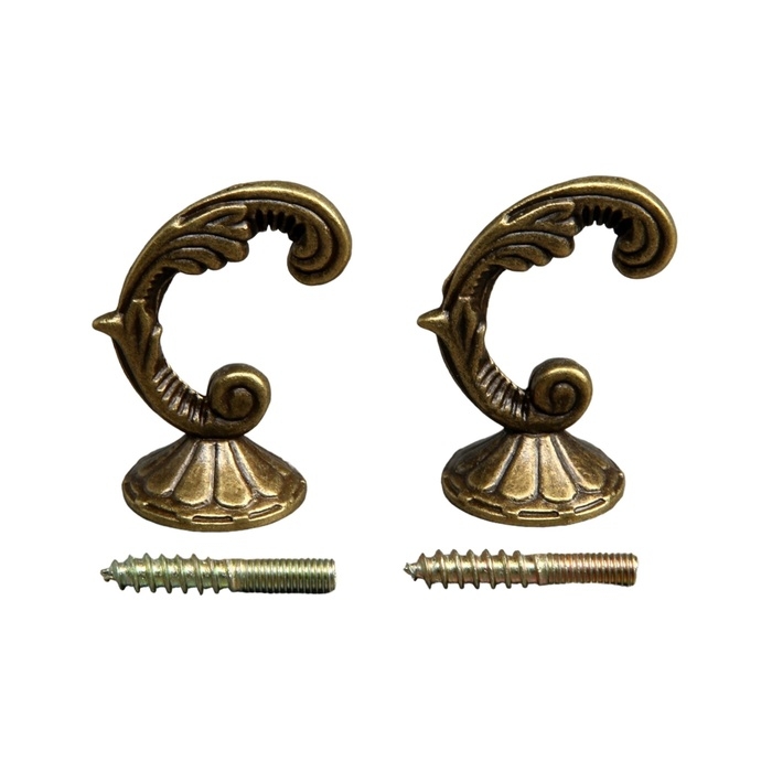 Крючок для штор "ТУНДРА" KS002, однорожковый, цвет бронза