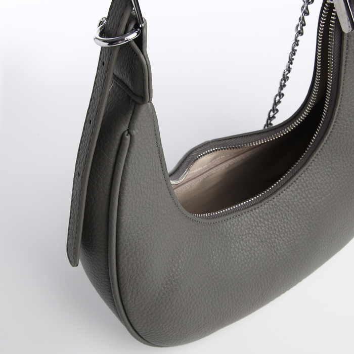 Сумка женская хобо на молнии TEXTURA, средний размер, цвет серый