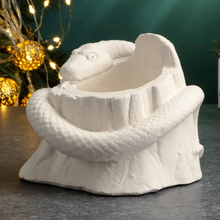 Кашпо "Змея на пеньке" 10х10см