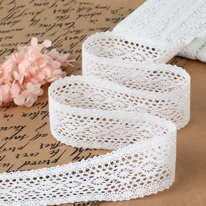 Кружево вязаное, 45 мм &times; 10 &plusmn; 1 м, цвет белый