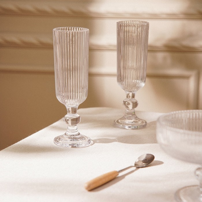 Набор бокалов для шампанского стеклянный SL Home &laquo;Модерн&raquo;, 150 мл, 5,5&times;18,5 см, цвет прозрачный