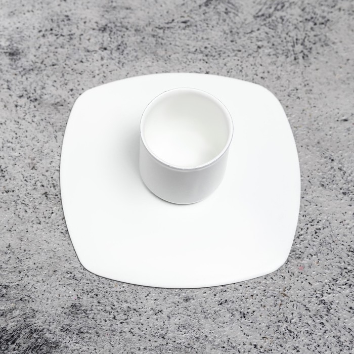 Подсвечник "Квадрат" металл на 1 свечу, 7х3 см, белый